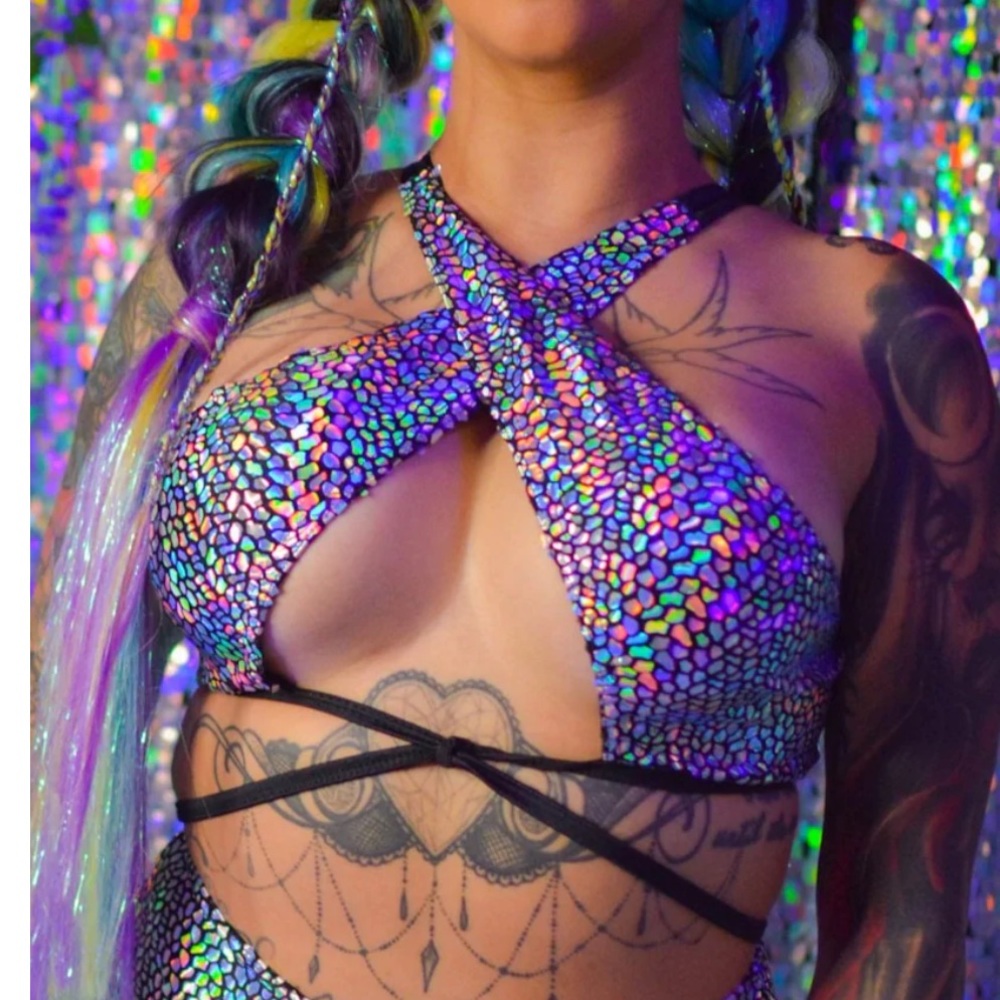 Rolita coture goddess wrap holo wrap top.  Size medium